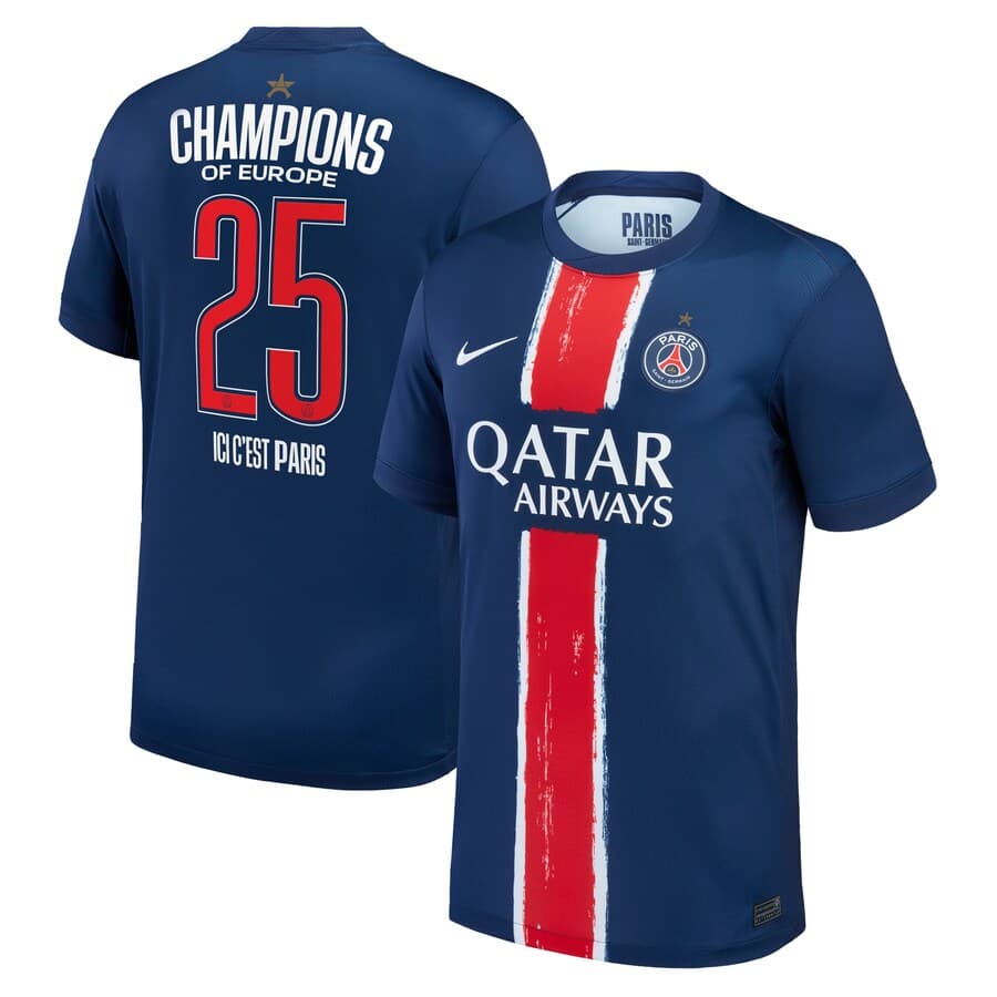 Paris Saint Germain PSG maillot foot étoile 2024 2025 domicile Ligue des Champions